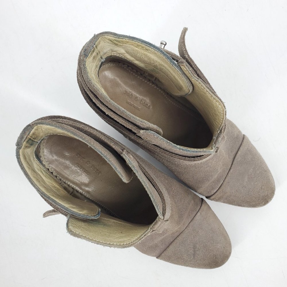 Rag & Bone Harrow Taupe Tan Suede Stacked‎ Heel Ankle Boots Size 36 6 US - Picture 6 of 9